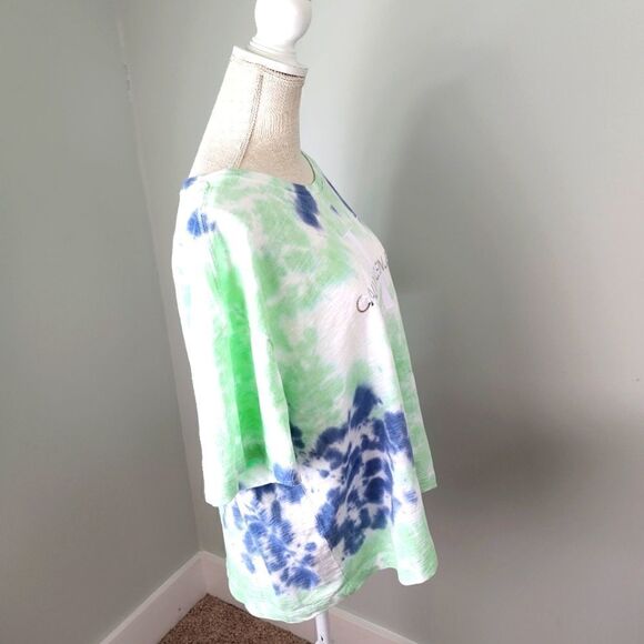 CALVIN KLEIN WOMEN JEANS TEE TIE DYE CROP TOP SHIRT SIZE XL - Picture 3 of 6